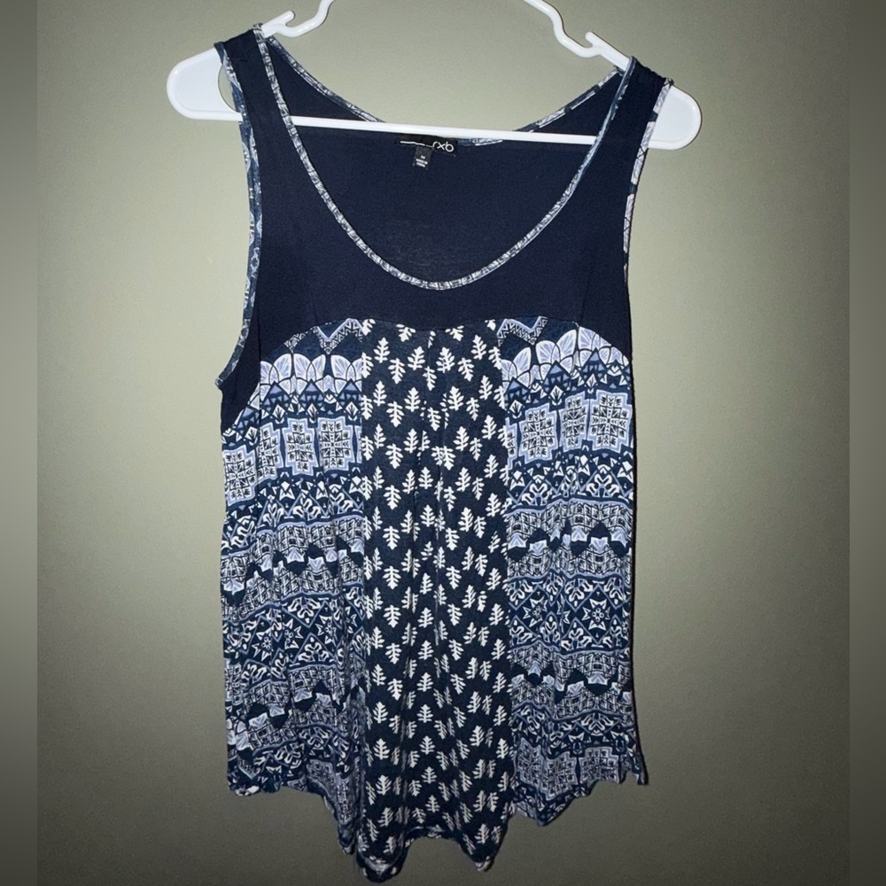 RXB Navy Blue & White Patterned Tank Top sz M